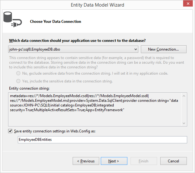 ASP .NET MVC5 - Database Entities
